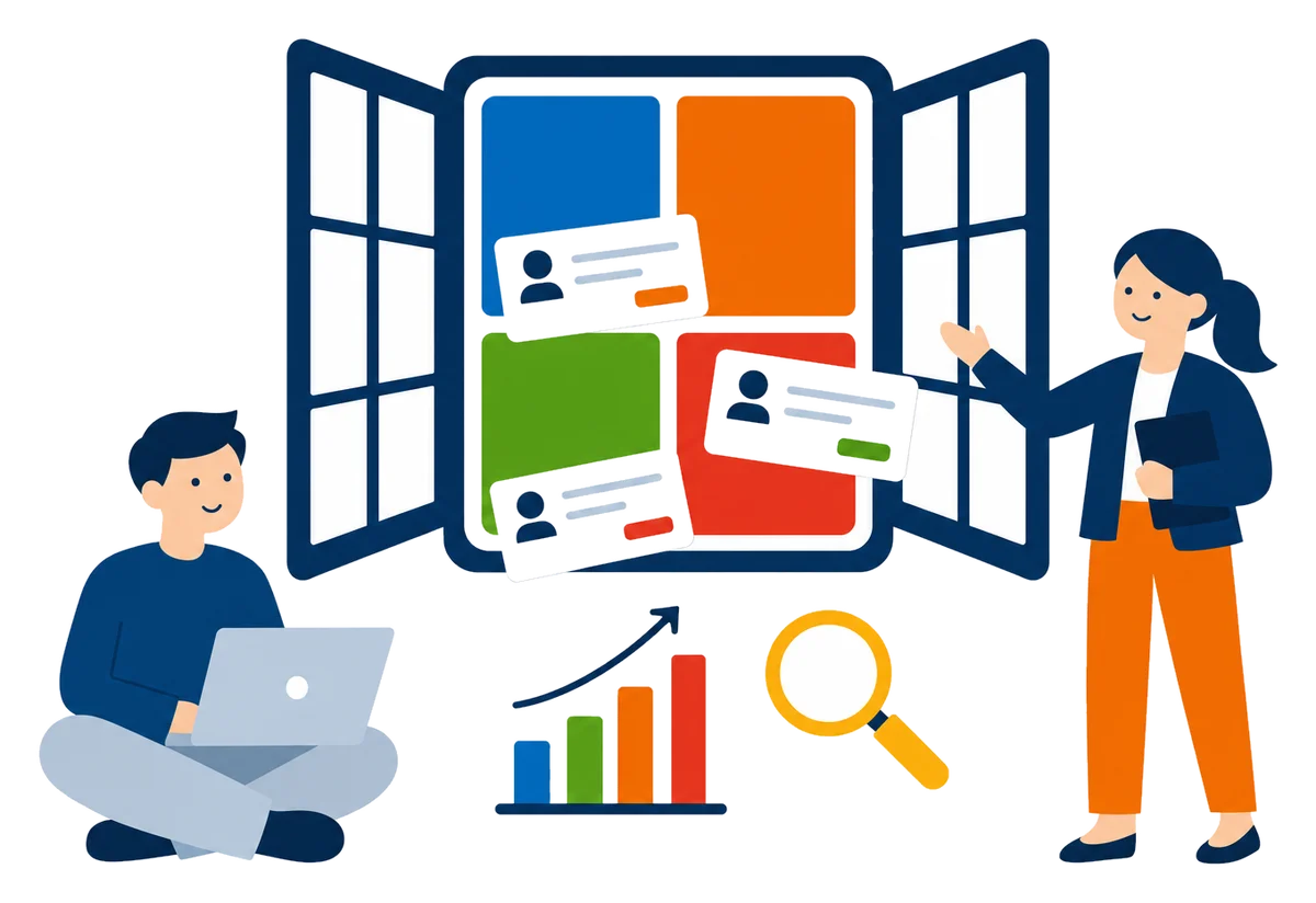 エンジニアとエージェントが案件を探しているイラスト